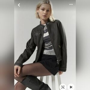 NWOT Silence + Noise Vegan Leather Fitted Moto Jacket